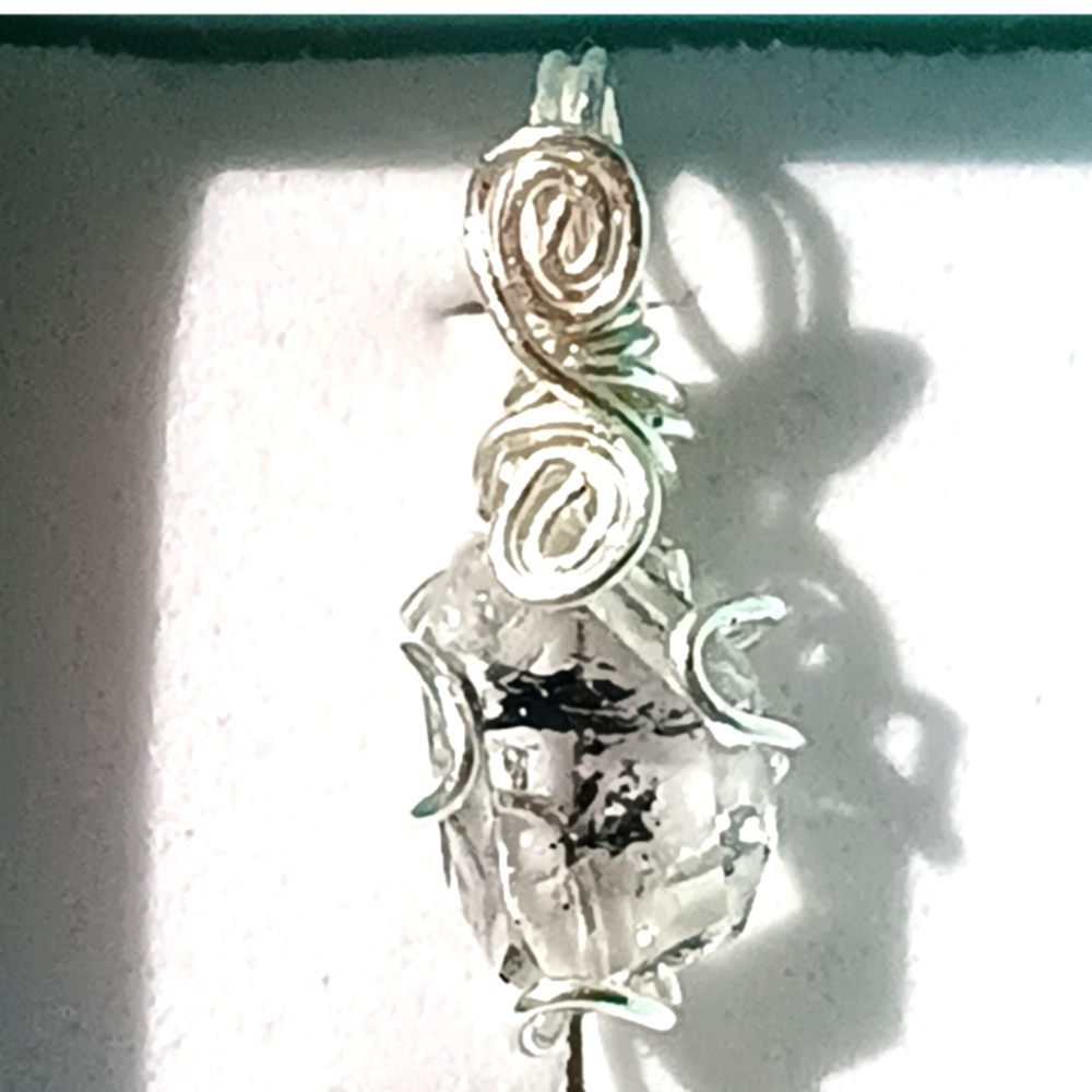 Herkimer Diamond Pendant Freeform Sterling Silver